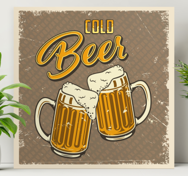 Bere rece retro cu efect murdar imprimeu pânză restaurant - TenStickers