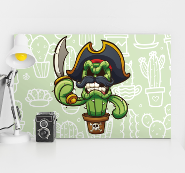 Cactus desen animat pirat artă modernă imprimări pe pânză - TenStickers