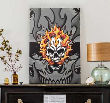 Cranii pe foc stil de desene animate imprimeuri de artă modernă p - TenStickers