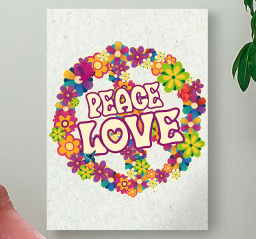 Dragoste pace și fluturi pânză florală - TenStickers