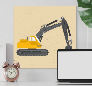Excavator galben desenează imagini de perete pentru creșă - TenStickers