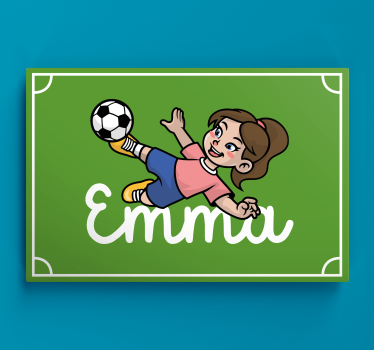 Fată fotbalist cu nume imprimeuri pânze personalizabile - TenStickers
