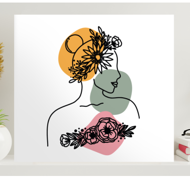 Față uimitoare de femeie cu pânză florală - TenStickers