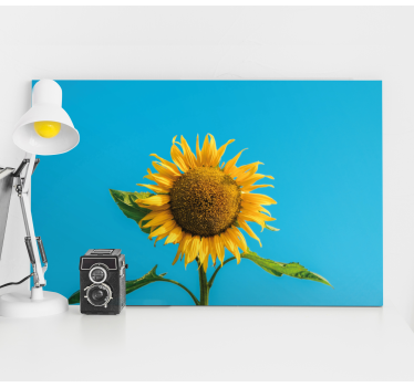 Floare de soare pe panza florala albastra - TenStickers