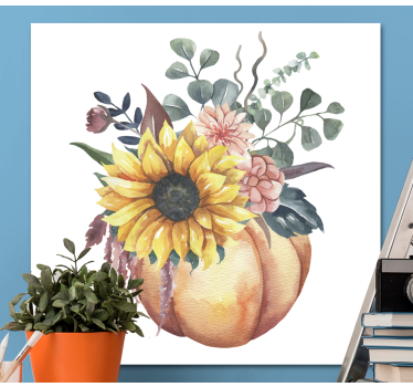 Floarea-soarelui moartă și fructe de dovleac arta pânzei - TenStickers