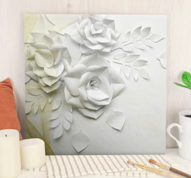 Flori albe aurii elegante poze cu panza 3d - TenStickers