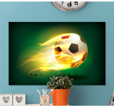 Fotbal cool on fire home canvas print - TenStickers