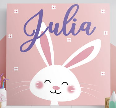 Fundal roz cu imagini de perete iepuraș pentru creșă - TenStickers