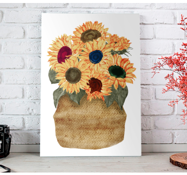 Ghiveci de floarea soarelui colorat panza florala - TenStickers