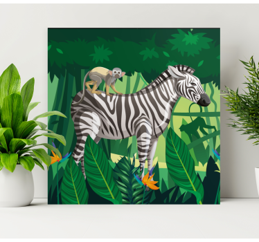 Girafa zebra și maimuță imagini de perete pentru creșă - TenStickers