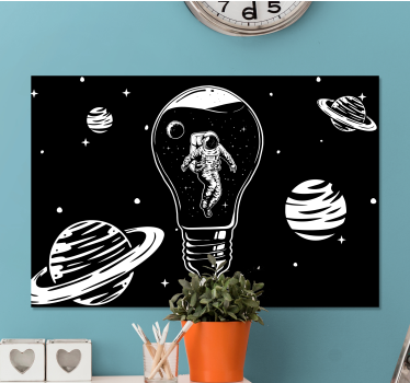 Ilustrarea unui astronaut într-o pânză de dormitor cu bec - TenStickers