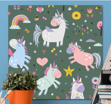Imagini de perete de desene animate unicorn pentru pepinieră - TenStickers