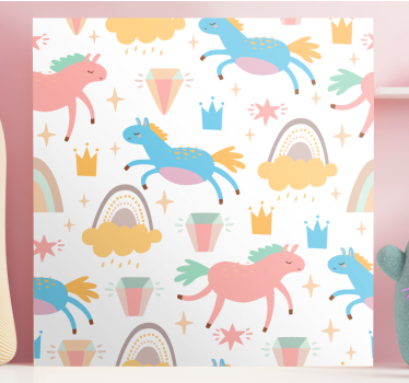 Imagini de perete drăguțe cu unicorni și curcubee pentru creșă - TenStickers