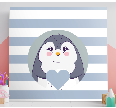 Imagini de perete pentru copii cu desene animate pinguin inimă pe - TenStickers