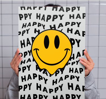 Imprimeuri de perete vintage cu smiley face fericită - TenStickers