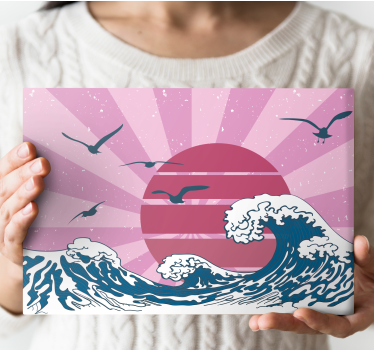 Marele val retro roz imprimeuri de perete vintage - TenStickers