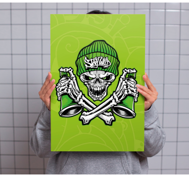 Ochelari craniu verde graffiti printuri de arta moderna pe panza - TenStickers