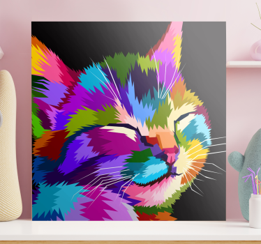 Pânză de artă de perete curcubeu pisică - TenStickers