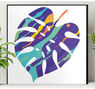 Pânză de perete geometrică de artă abstractă cu frunze colorate - TenStickers