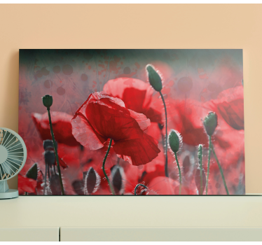 Pânză florală de câmp de mac roșu și verde - TenStickers