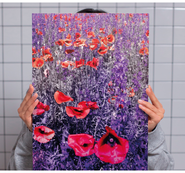 Pânză florală de mac și câmp lavandă - TenStickers
