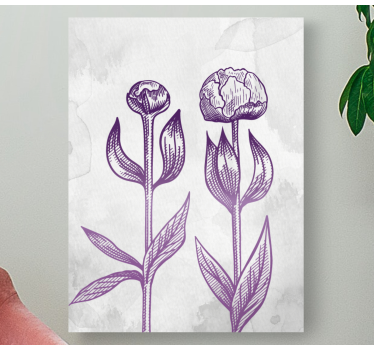 Pânză florală delicată mov - TenStickers