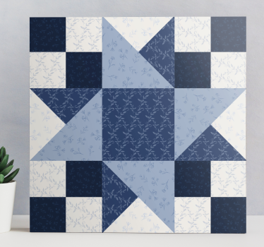 Patchwork stea albastră triunghi design geometric pânză înrămată - TenStickers