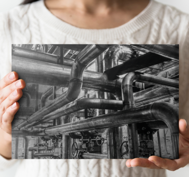 Perete industrial de beton cu tevi imprime arta moderna pe panza - TenStickers