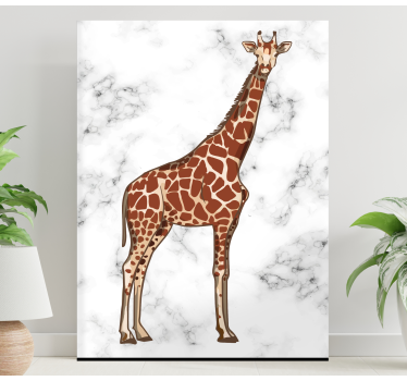 Portret de girafă cu imagini de perete pe fundal de marmură pentr - TenStickers