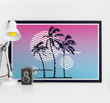 Retro apus de soare palmieri amprente de perete vintage - TenStickers