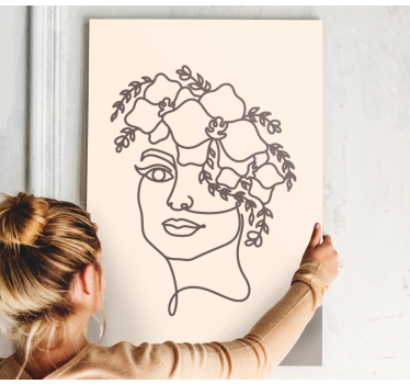 Silueta minimalist femeie drăguță pânză florală - TenStickers