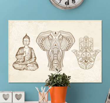 Simbolul mâinii buddha hamsa imprimeuri de artă modernă pe pânză - TenStickers