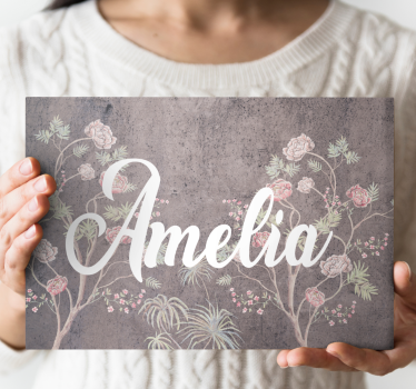 Tablou flori design floral cu nume - TenStickers