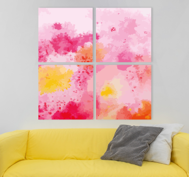 Tablou flori abstracte roz - TenStickers
