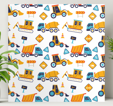 Tablou infantil distracție vehicul de construcții - TenStickers