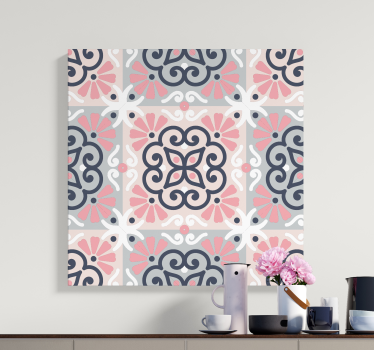Tablou modern cu motive florale geometrice - TenStickers