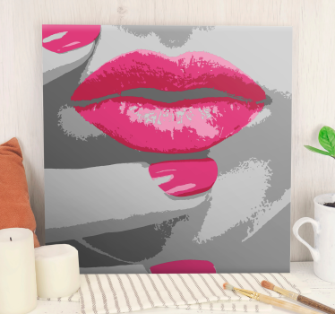 Tablou vintage detaliu buze roz - TenStickers