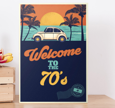 Tablou vintage poster retro pe plajă - TenStickers