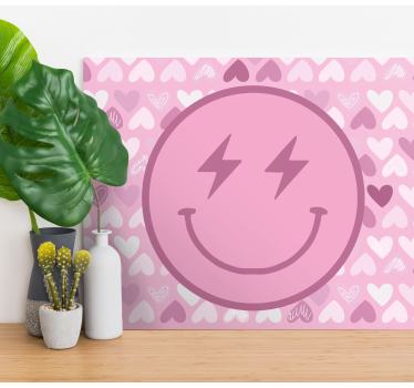 Trăsnet roz fulger smiley imprimeuri de artă modernă pe pânză - TenStickers