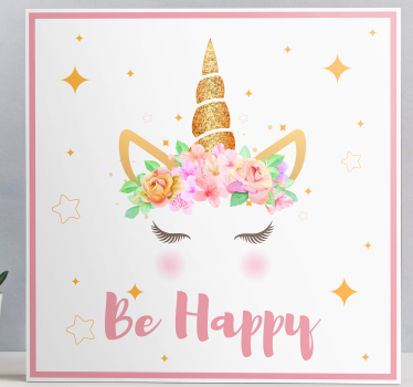 Unicorn frază fi fericit unicorn pânză artă de perete - TenStickers