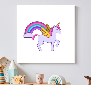 Unicorni roz pastel cu aripi imagini de perete pentru pepinieră - TenStickers