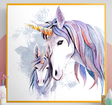 Mama și fiica unicorn pânză de artă de perete - TenStickers