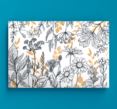 Variație „glamour floral” cu pânză florală aurie - TenStickers
