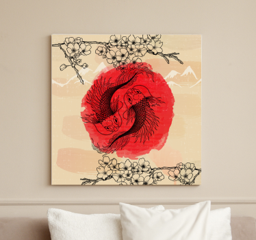 Ying yang pești pește pânză artă - TenStickers