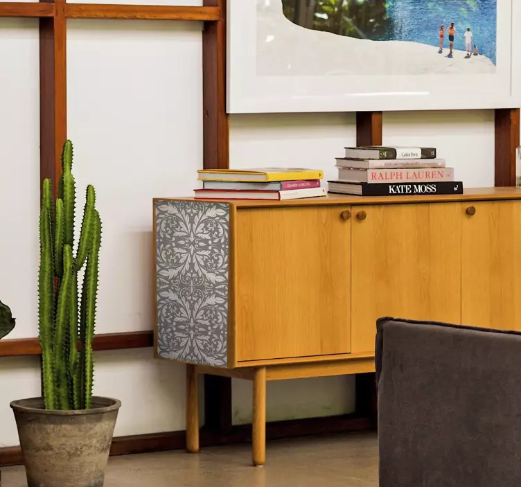 Autocolant de mobilier cu ornament gri - TenStickers