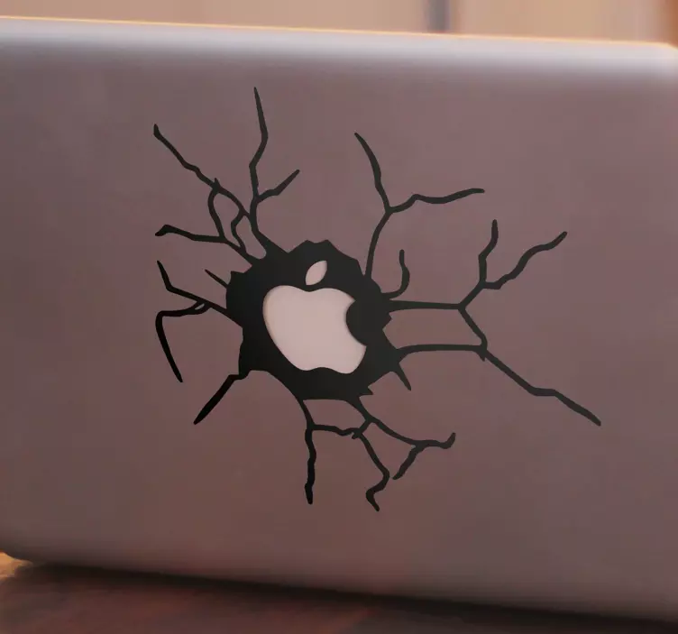 Autocolant 3d pentru laptop apple perete spart - TenStickers