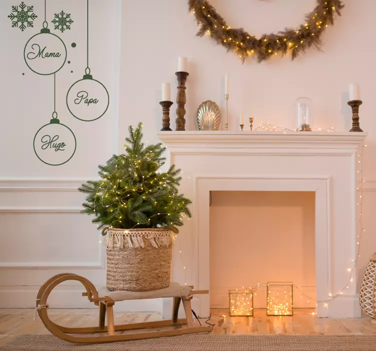 Autocolant personalizat cu globuri de crăciun - TenStickers