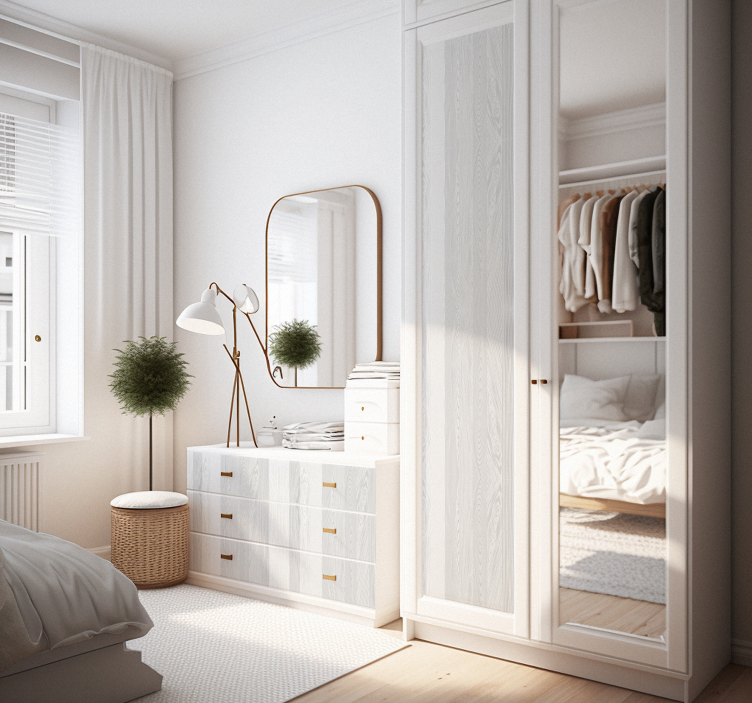 Autocolante mobila textura lemnului alb - TenStickers