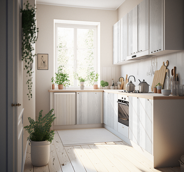 Autocolante mobila textura lemnului alb - TenStickers