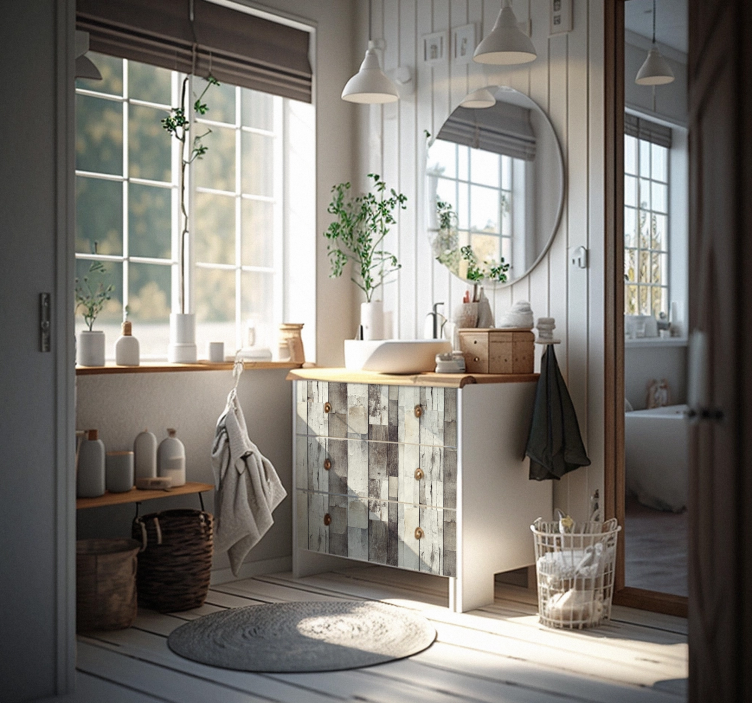 Autocolante mobila lemn deschis îmbătrânit - TenStickers